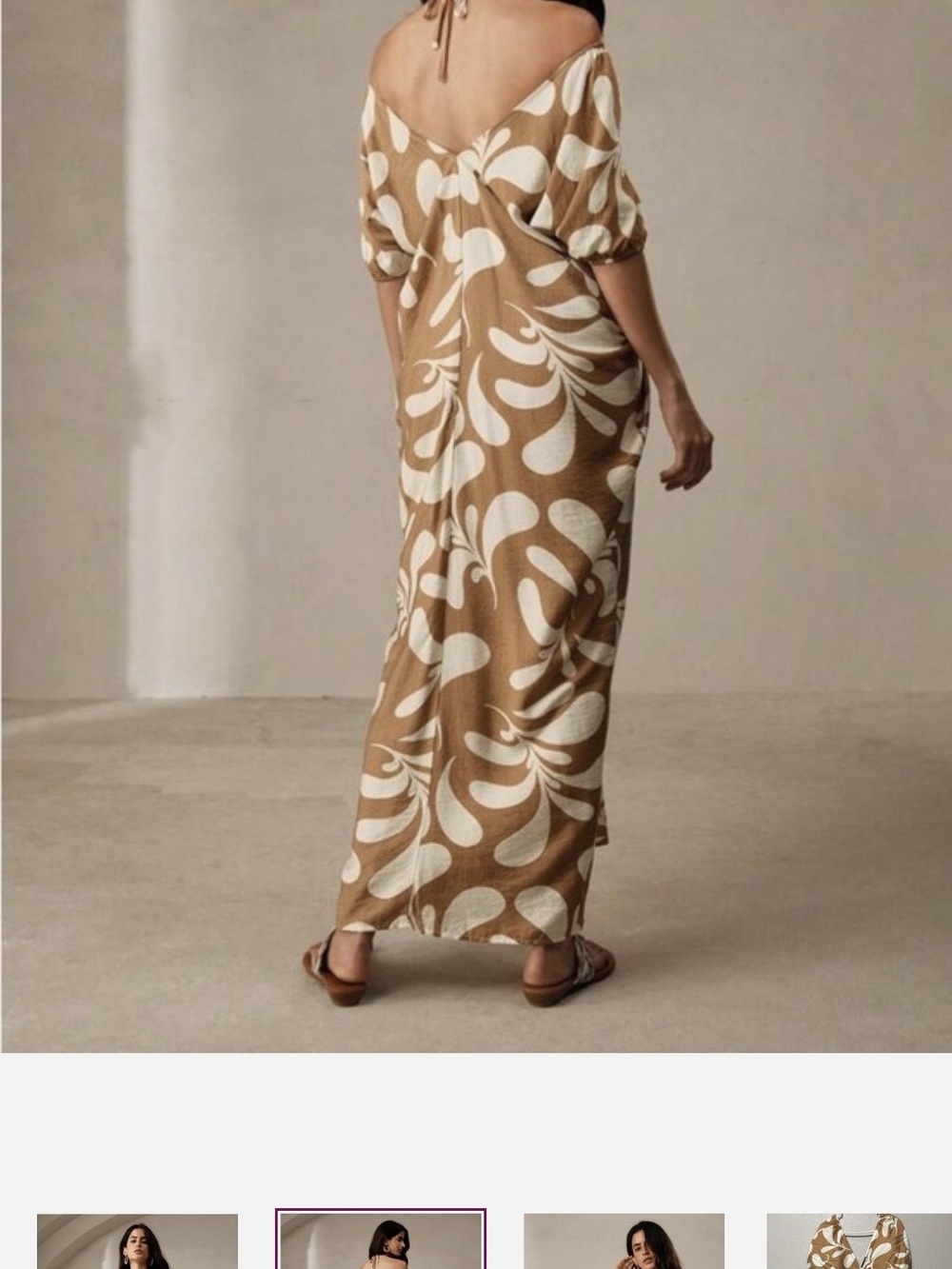 New With Tags Tan & Cream Off-Shoulder Midi Dress Size L - Picture 2 of 15
